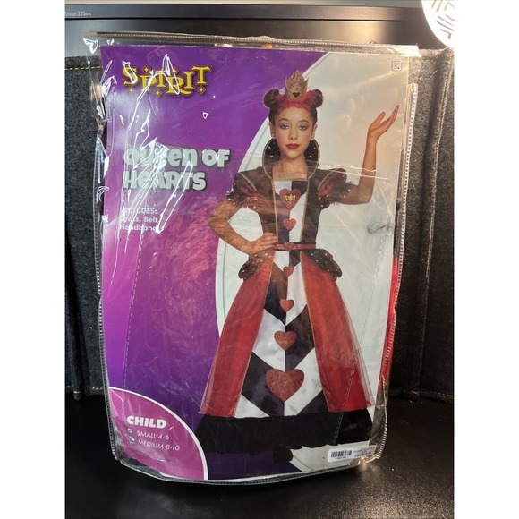 Spirit Halloween Girls Small Size 4-6 Queen‎ Of Hearts Costume Dress EUC - Picture 10 of 13